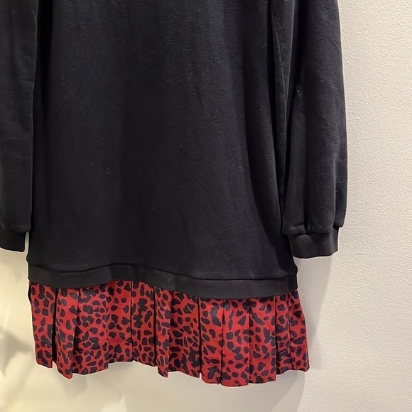 KINLY dress Black Drop Waist Terry Leopard Dress Small - Picture 4 of 13